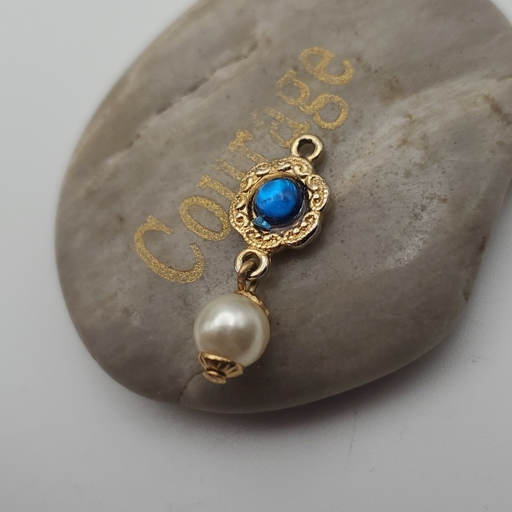 Art‎ deco sapphire blue gem dangle necklace pendant